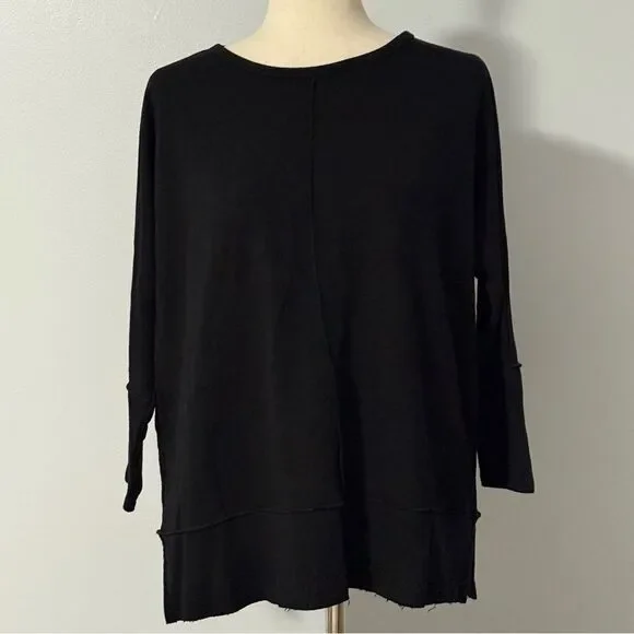 SPANX Perfect Length Dolman Top Sweatshirt Small Oversized Black - Picture 3 of 9